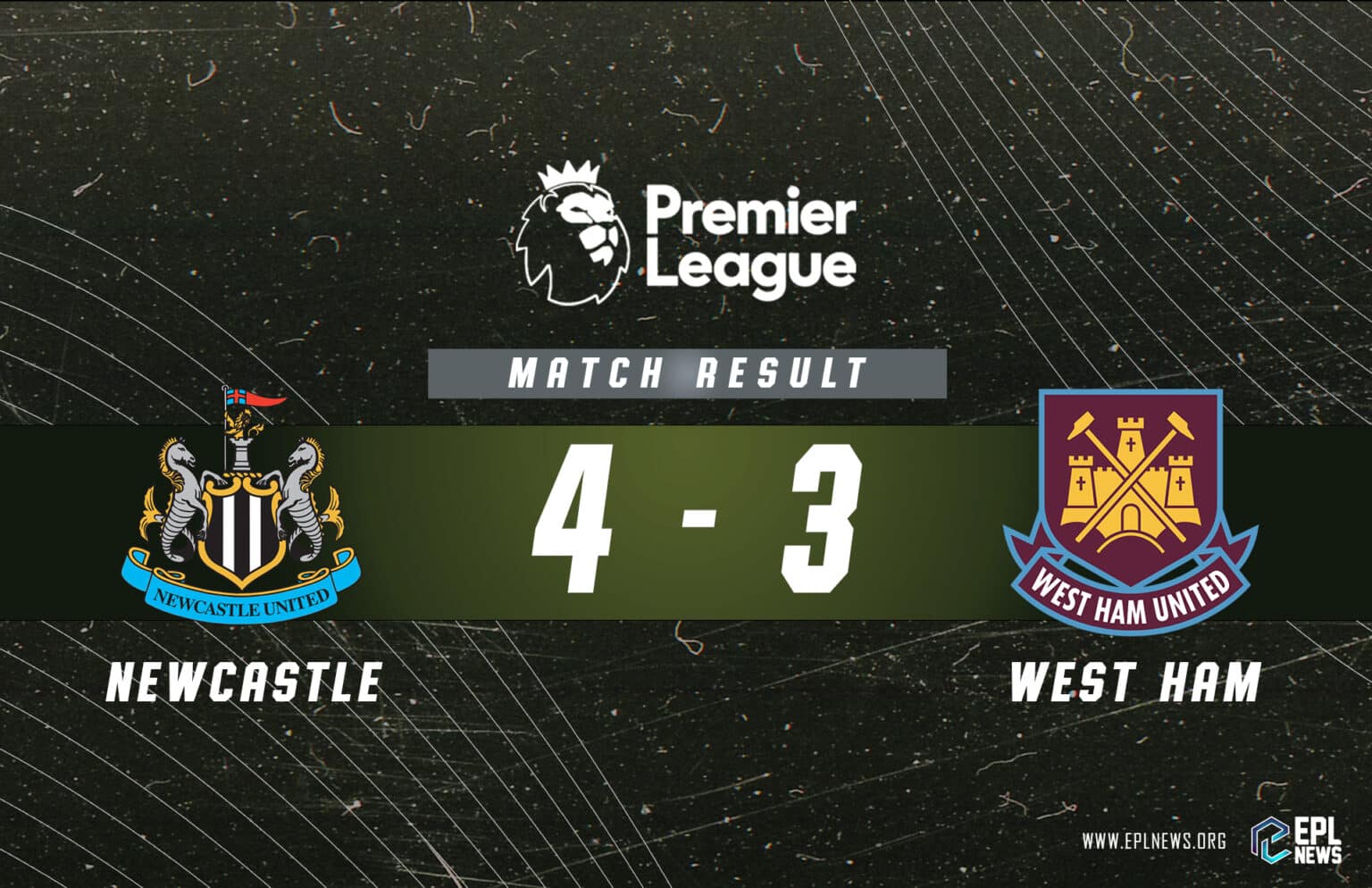 Zpráva Newcastle vs West Ham 4-3