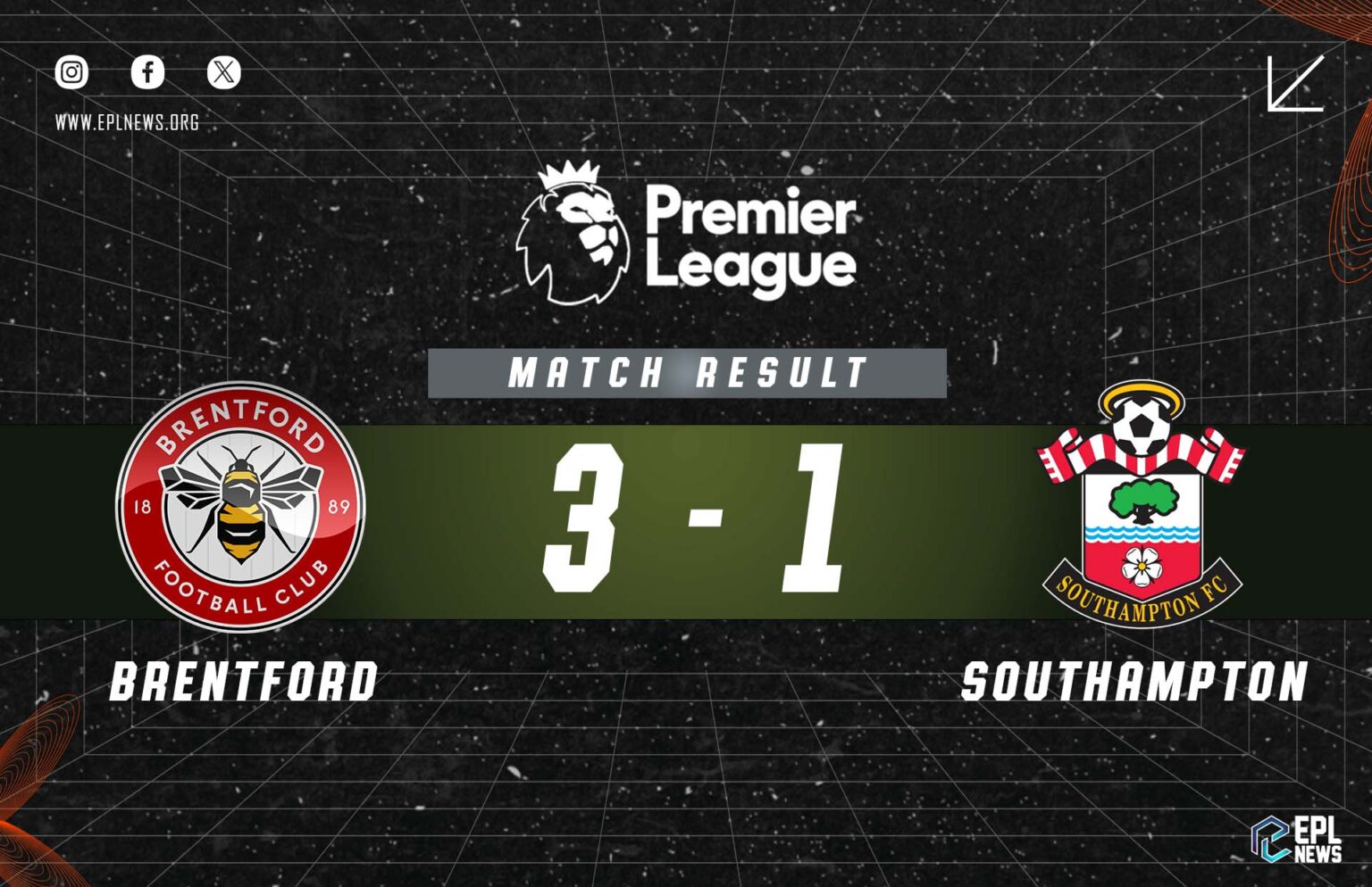 Zpráva Brentford vs Southampton 3-1