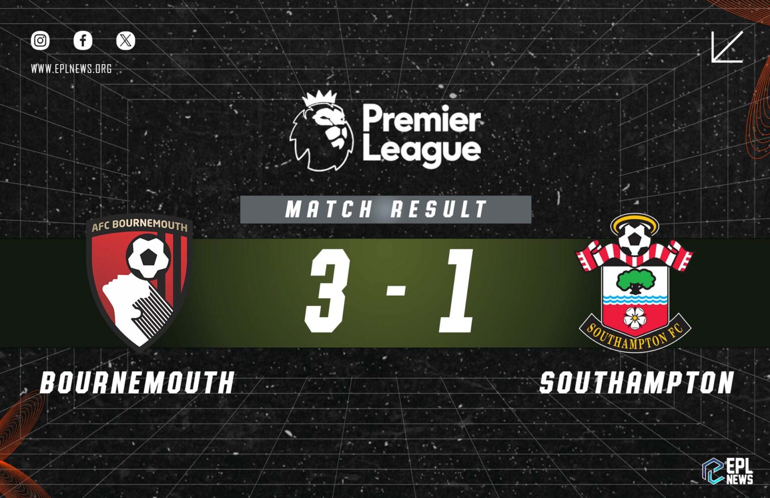 Zpráva Bournemouth vs Southampton 3-1