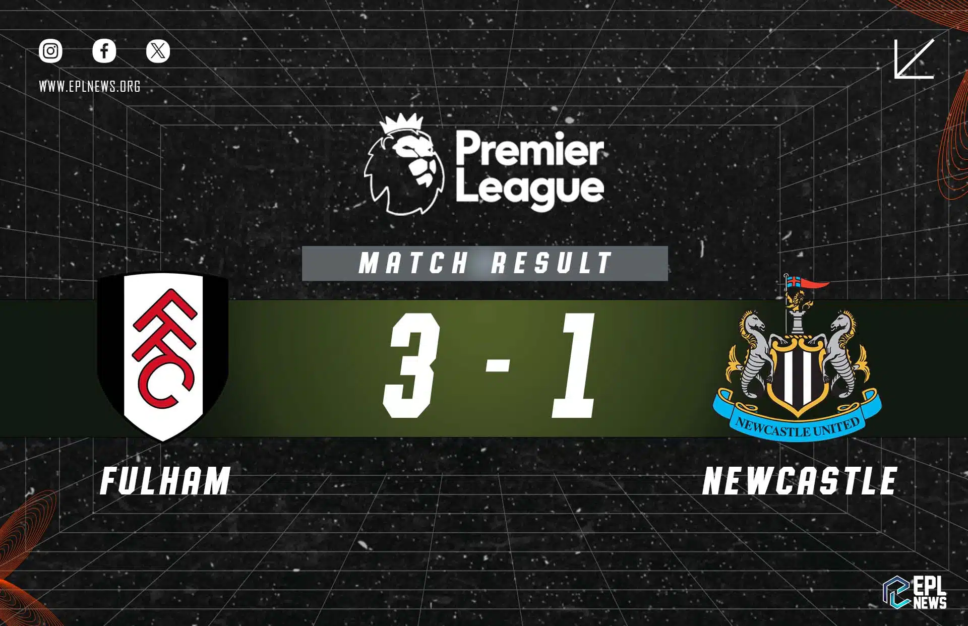 Fulham vs Newcastle 3-1