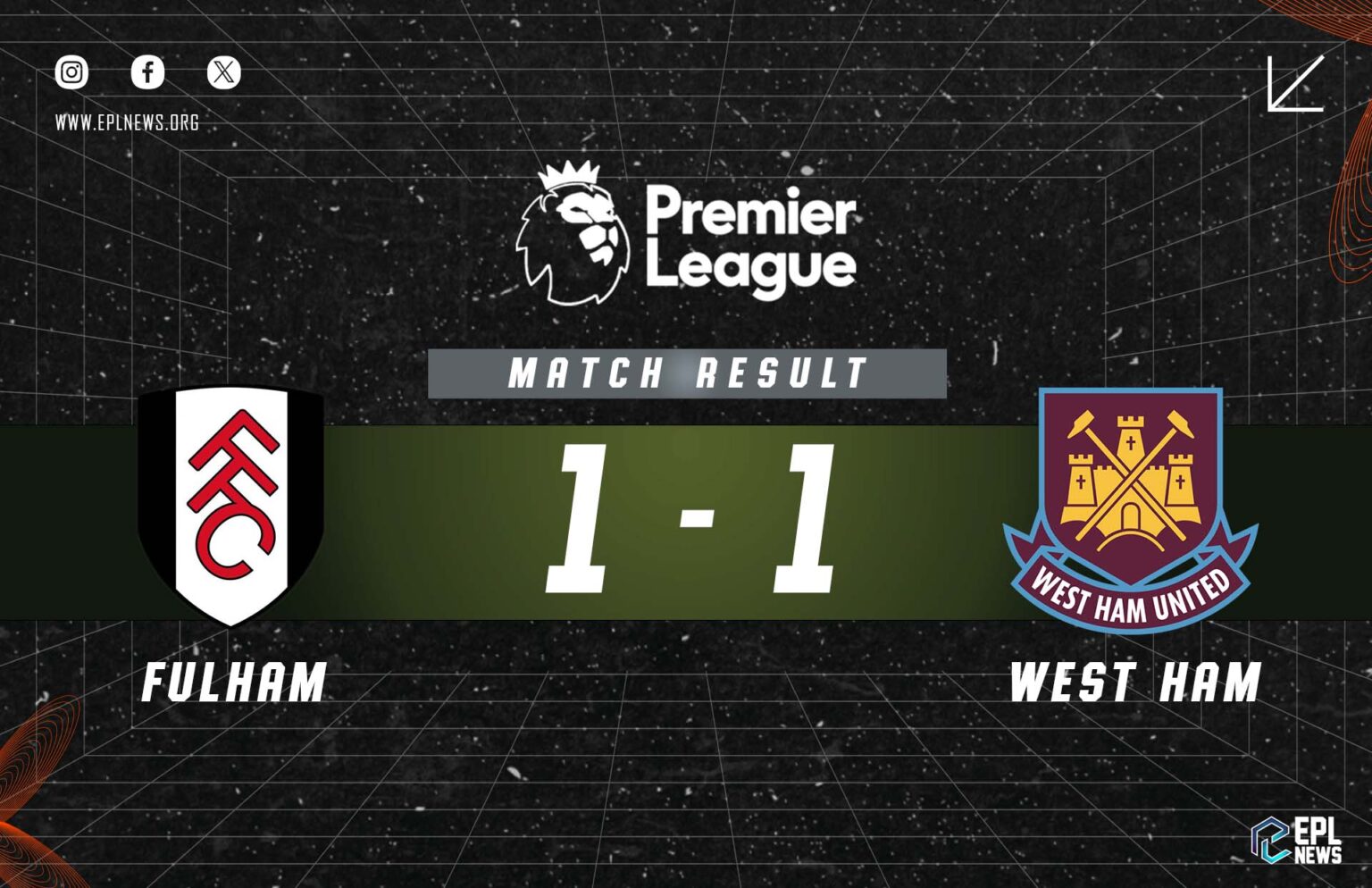 Zpráva Fulham vs West Ham 1-1