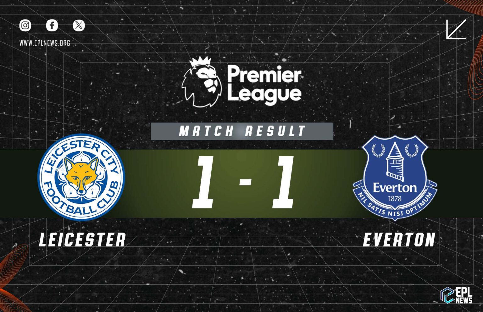 Zpráva Leicester vs Everton 1-1