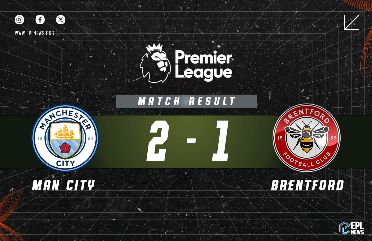 Manchester City vs Brentford 2-1 Zpráva