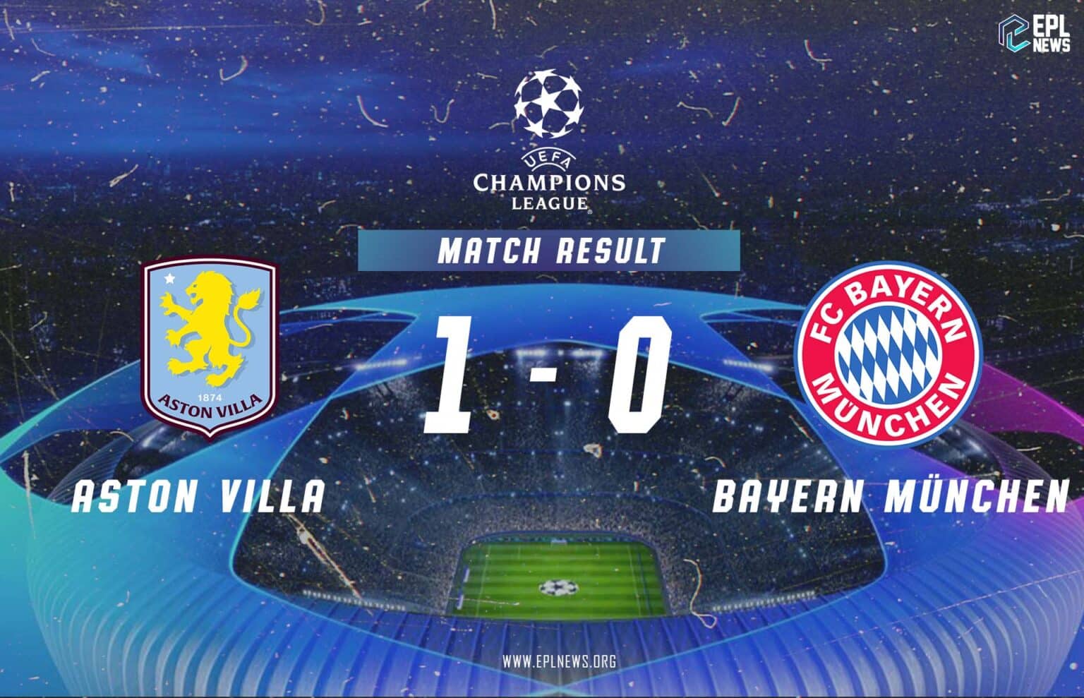 Zpráva Aston Villa vs Bayern Mnichov 1-0