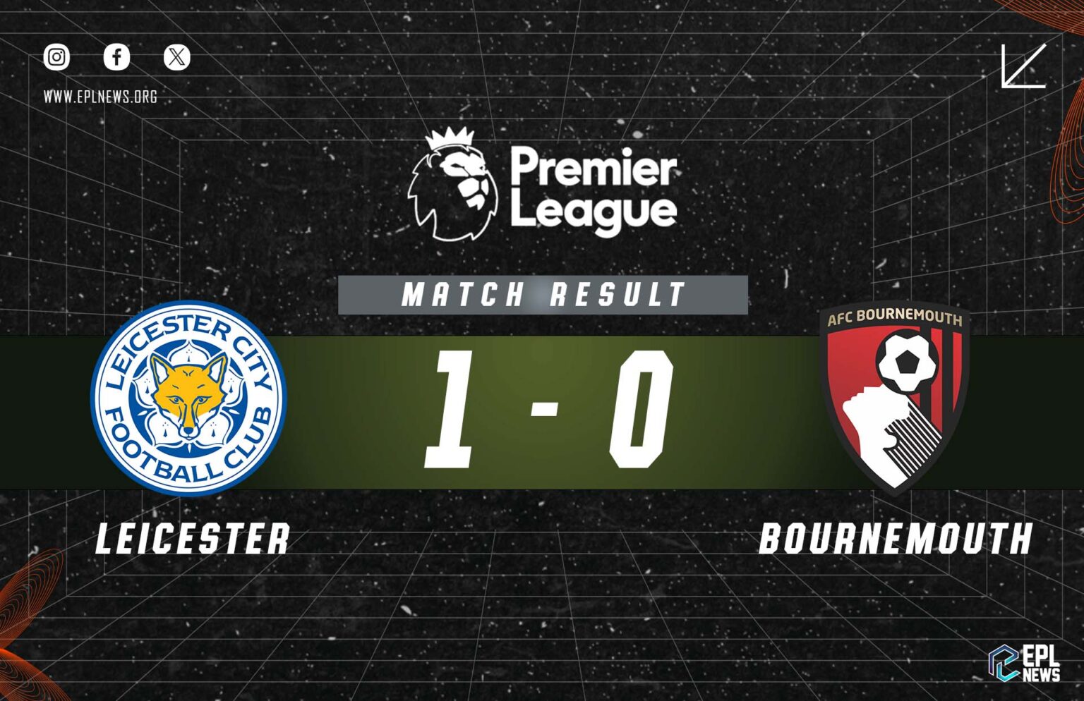 Zpráva Leicester vs Bournemouth 1-0